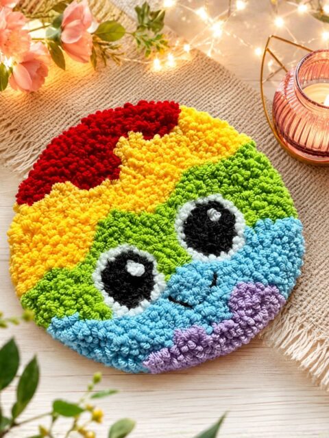 Cute Rainbow Smiley Face Coaster Rug