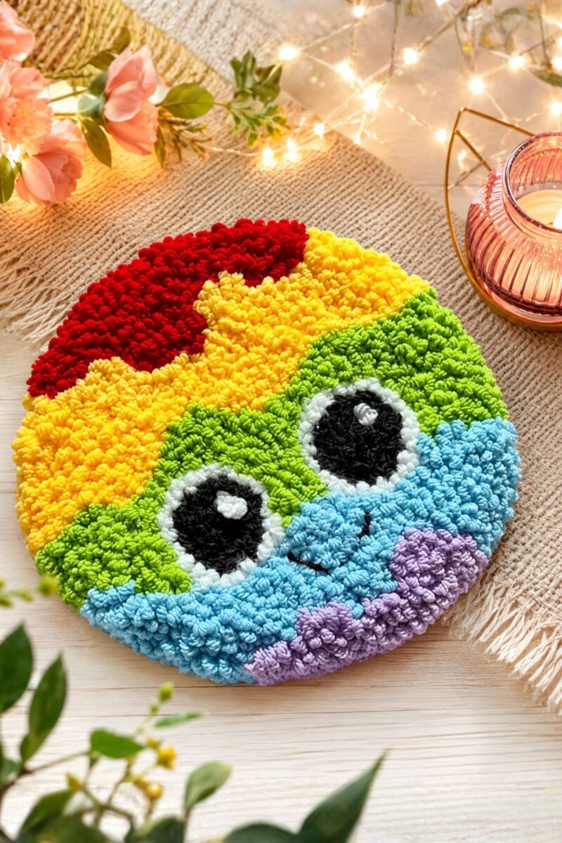Cute Rainbow Smiley Face Coaster Rug