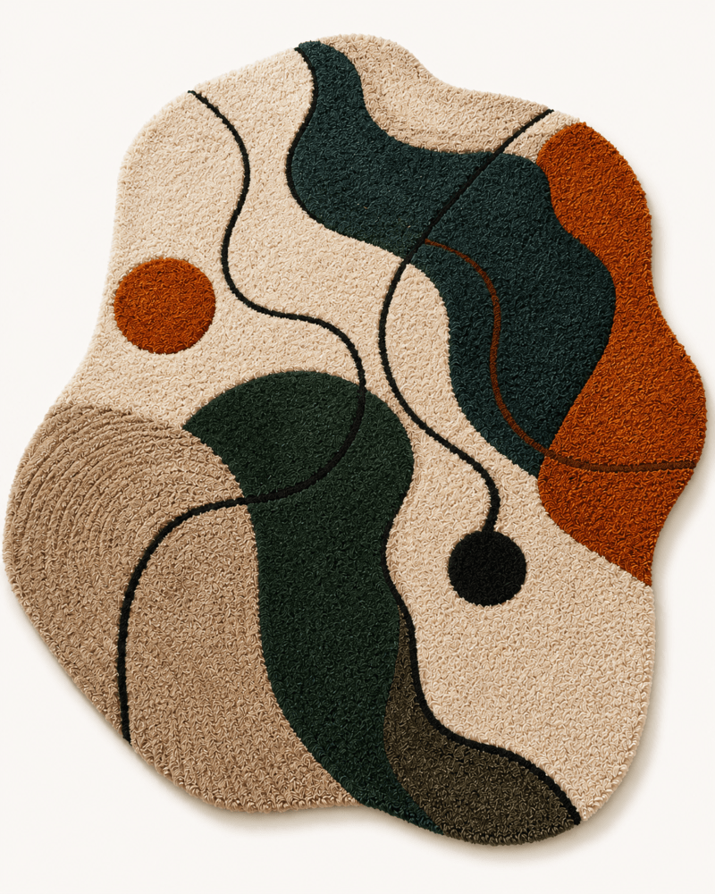 Modern Abstract Tufted Wool Rug – Contemporary Wool Area Rug